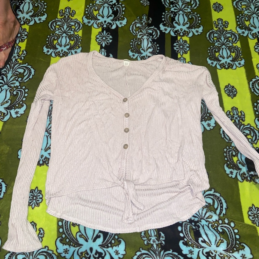 Cream Tie Front Sweater
